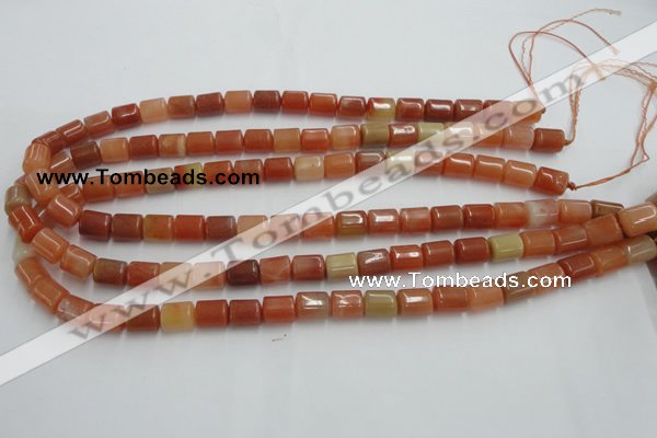 CRJ207 15.5 inches 8*10mm column natural red jade beads