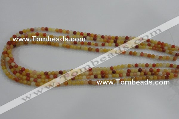CRJ410 15.5 inches 4mm round red & yellow jade beads wholesale