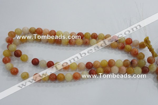 CRJ414 15.5 inches 10mm round red & yellow jade beads wholesale