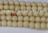 CRJ600 15.5 inches 4mm round white fossil jasper beads wholesale
