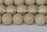 CRJ602 15.5 inches 8mm round white fossil jasper beads wholesale