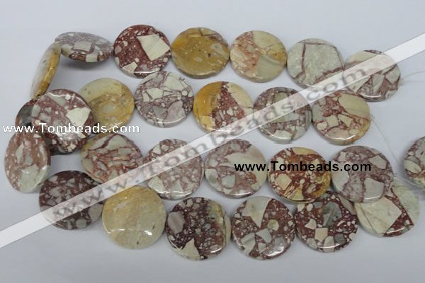 CRM04 15.5 inches 30mm coin red mud jasper gemstone beads wholesale