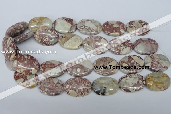CRM06 15.5 inches 22*30mm oval red mud jasper gemstone beads wholesale