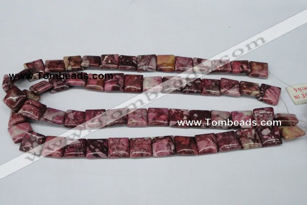 CRM56 15.5 inches 14*14mm square dyed red mud jasper wholesale