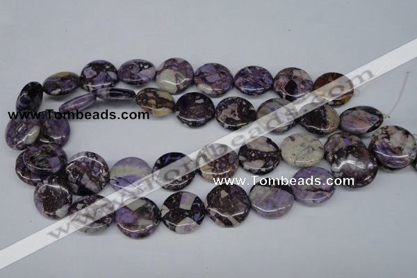 CRM82 15.5 inches 18mm flat round dyed red mud jasper wholesale