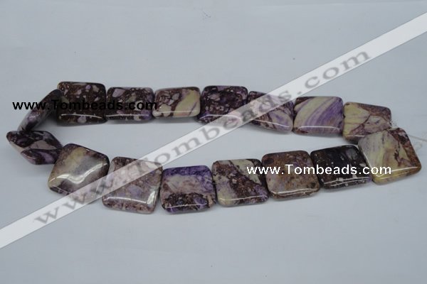 CRM86 15.5 inches 25*25mm square dyed red mud jasper wholesale