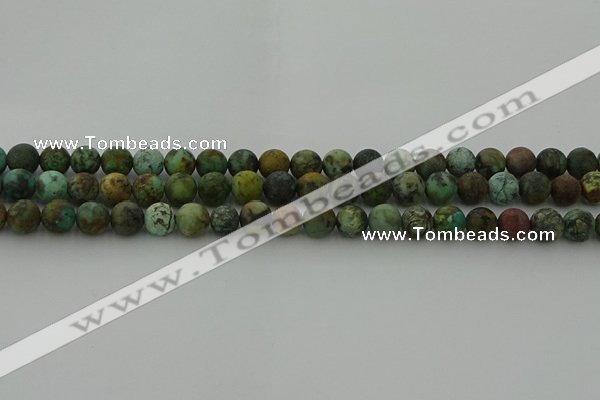 CRO1052 15.5 inches 8mm round matte African turquoise beads