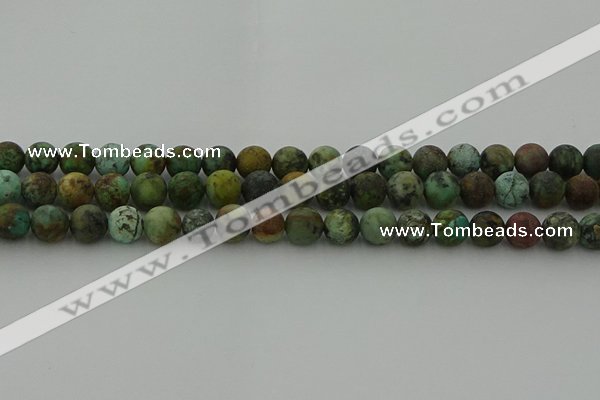 CRO1053 15.5 inches 10mm round matte African turquoise beads
