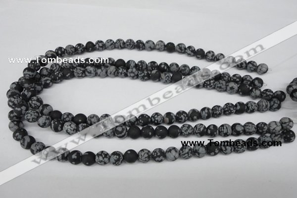 CRO130 15.5 inches 8mm round snowflake obsidian beads wholesale