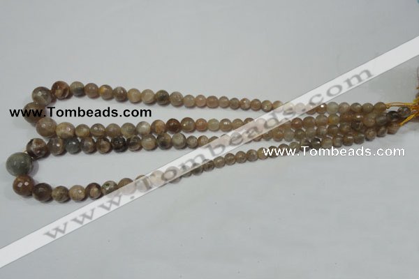 CRO730 15.5 inches 6mm – 14mm faceted round moonstone gemstone beads