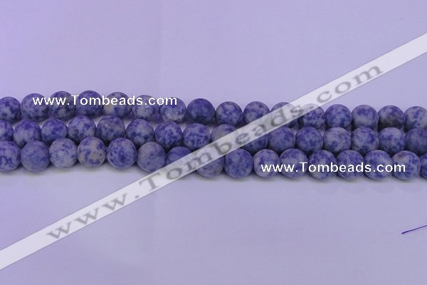 CRO854 15.5 inches 12mm round matte blue spot beads