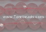CRQ361 15.5 inches 10mm faceted coin rose quartz beads wholesale