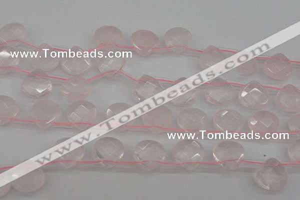 CRQ380 15.5 inches 13*13mm faceted briolette rose quartz beads