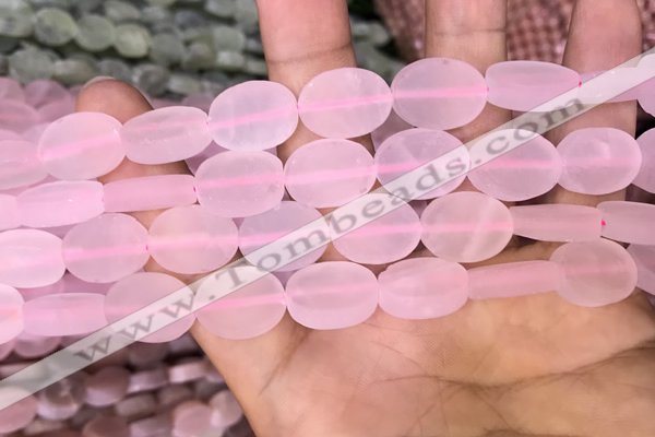 CRQ421 15.5 inches 12*16mm oval matte rose quartz beads wholesale