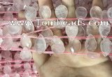 CRQ562 Top drilled 12*16mm faceted briolette rose quartz beads