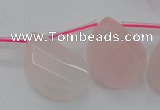 CRQ735 18*25mm faceted & twisted flat teardrop rose quartz beads