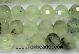 CRU1075 15 inches 6mm faceted round green rutilated quartz beads