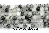 CRU1083 15.5 inches 10mm round black rutilated quartz gemstone beads