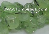 CRU130 15.5 inches 11*13mm faceted freeform green rutilated quartz beads