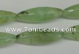 CRU167 15.5 inches 10*30mm faceted rice green rutilated quartz beads