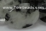 CRU19 15.5 inches 22*30mm faceted oval black rutilated quartz beads