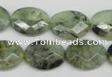 CRU190 15.5 inches 15*20mm faceted oval green rutilated quartz beads