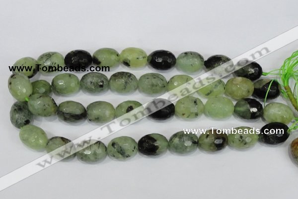 CRU216 15 inches 15*20mm faceted egg shape green rutilated quartz beads