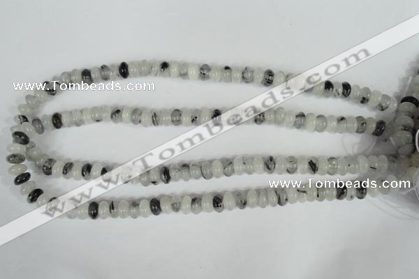 CRU323 15.5 inches 5*8mm rondelle black rutilated quartz beads