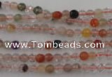 CRU400 15.5 inches 4mm faceted round Multicolor rutilated quartz beads