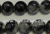CRU505 15.5 inches 14mm round black rutilated quartz beads wholesale