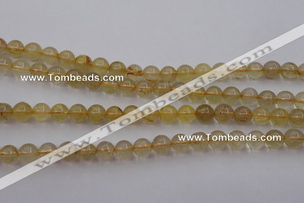 CRU602 15.5 inches 8mm round golden rutilated quartz beads
