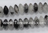 CRU67 15.5 inches 6*12mm rondelle black rutilated quartz beads