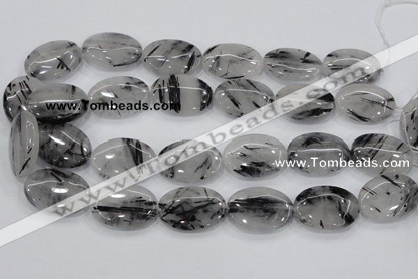 CRU89 15.5 inches 22*30mm oval black rutilated quartz beads wholesale