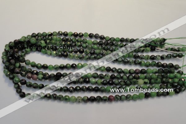CRZ105 15.5 inches 6mm faceted round ruby zoisite gemstone beads