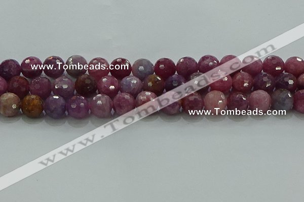 CRZ1126 15.5 inches 10mm faceted round natural ruby gemstone beads