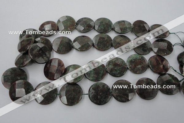 CRZ218 15.5 inches 25mm faceted coin ruby zoisite gemstone beads