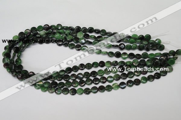 CRZ23 15.5 inches 8mm flat round ruby zoisite gemstone beads