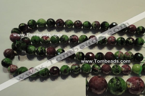 CRZ358 15.5 inches 14mm faceted round natural ruby zoisite beads
