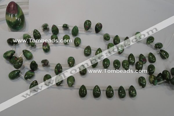 CRZ649 Top-drilled 9*14mm flat teardrop New ruby zoisite gemstone beads