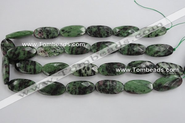 CRZ711 15 inches 15*30mm faceted oval ruby zoisite gemstone beads