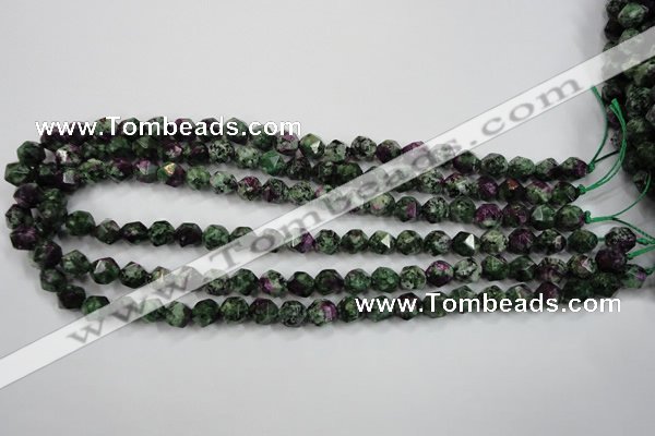 CRZ901 15.5 inches 6mm faceted nuggets Chinese ruby zoisite beads