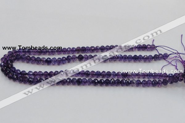 CSA20 15.5 inches 6*8mm faceted rondelle synthetic amethyst beads