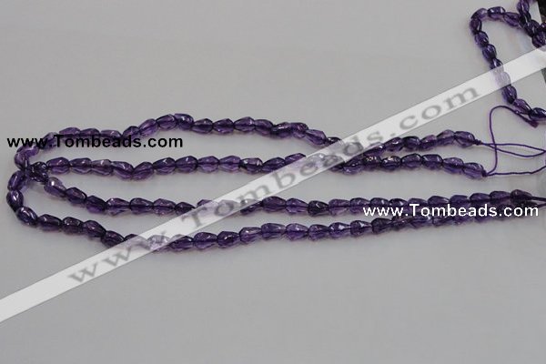 CSA24 15.5 inches 6*8mm faceted teardrop synthetic amethyst beads