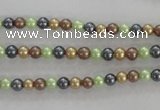 CSB1001 15.5 inches 4mm round mixed color shell pearl beads