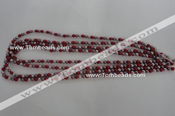CSB1002 15.5 inches 4mm round mixed color shell pearl beads