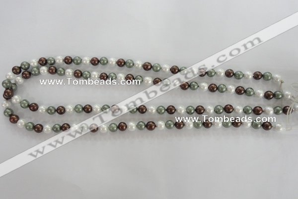 CSB1012 15.5 inches 6mm round mixed color shell pearl beads