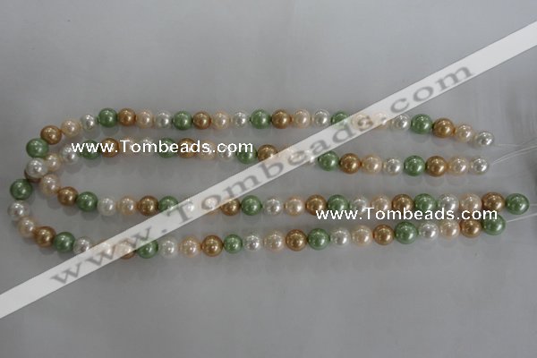 CSB1039 15.5 inches 8mm round mixed color shell pearl beads