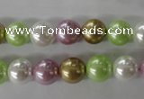 CSB1063 15.5 inches 10mm round mixed color shell pearl beads
