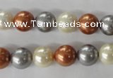 CSB1073 15.5 inches 10mm round mixed color shell pearl beads