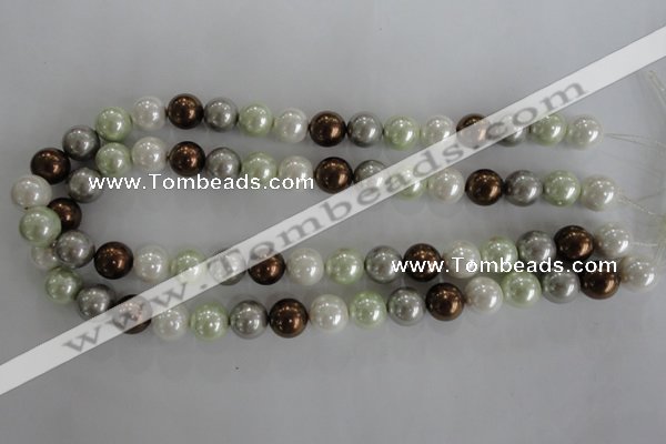 CSB1090 15.5 inches 12mm round mixed color shell pearl beads